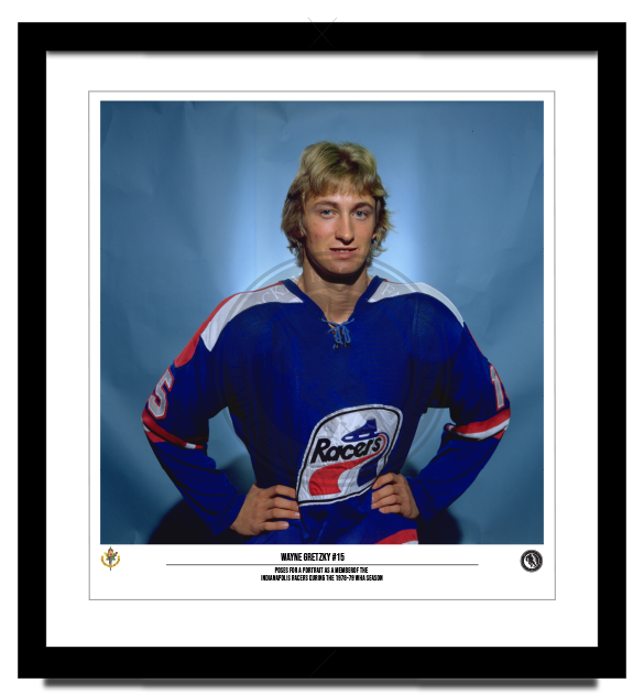 Vintage Hockey framed photo of Wayne Gretzky - Pacers Youth WHA