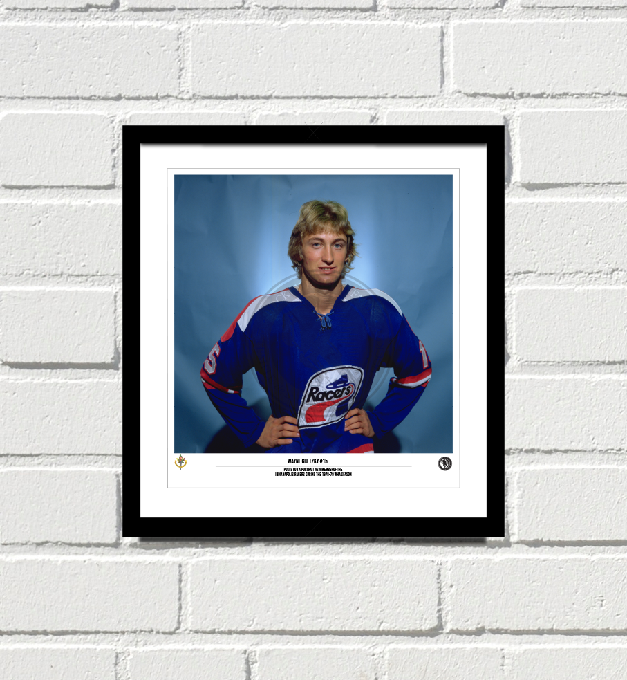 Vintage Hockey framed photo of Wayne Gretzky - Pacers Youth WHA