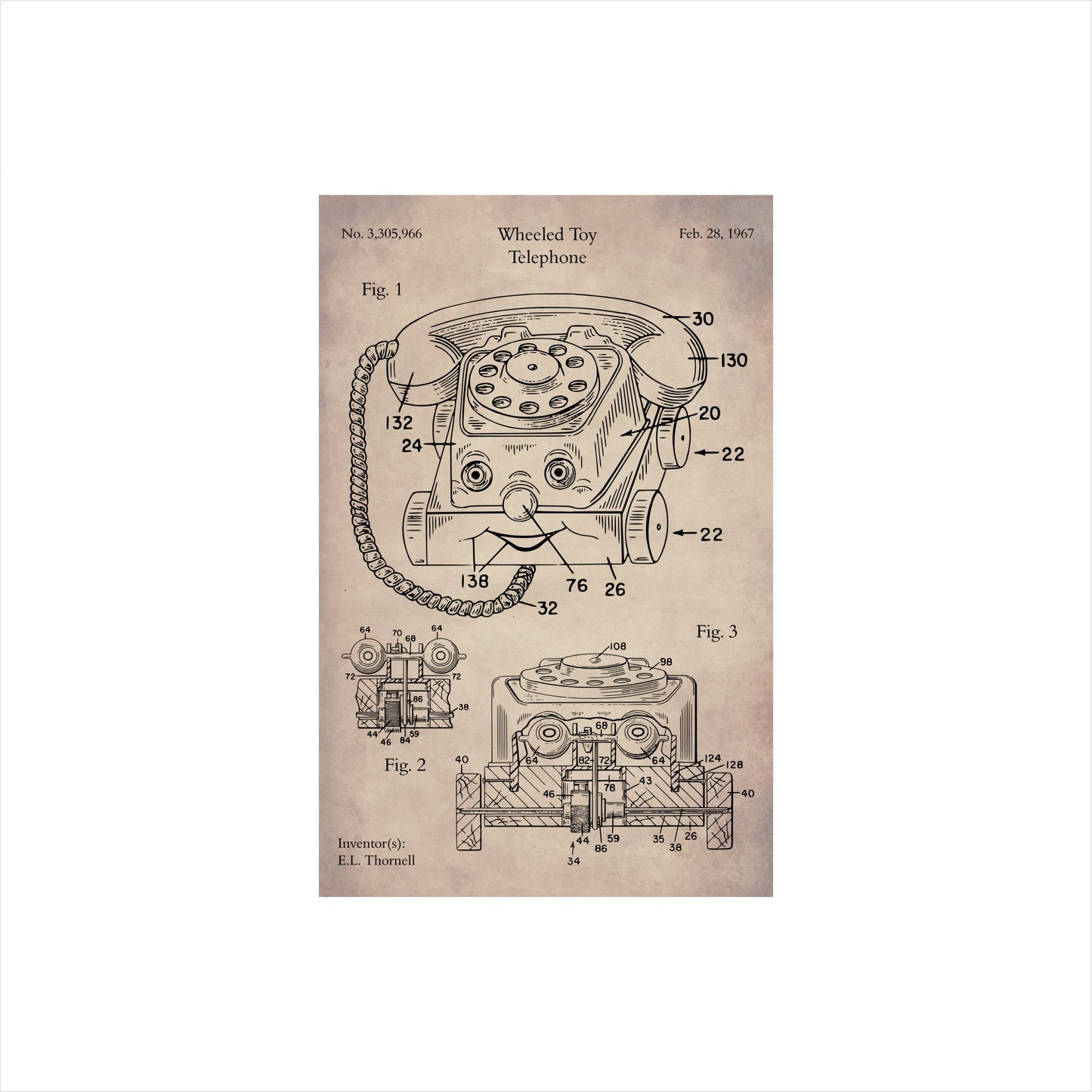 Retro Toy Telephone Patent Art Print